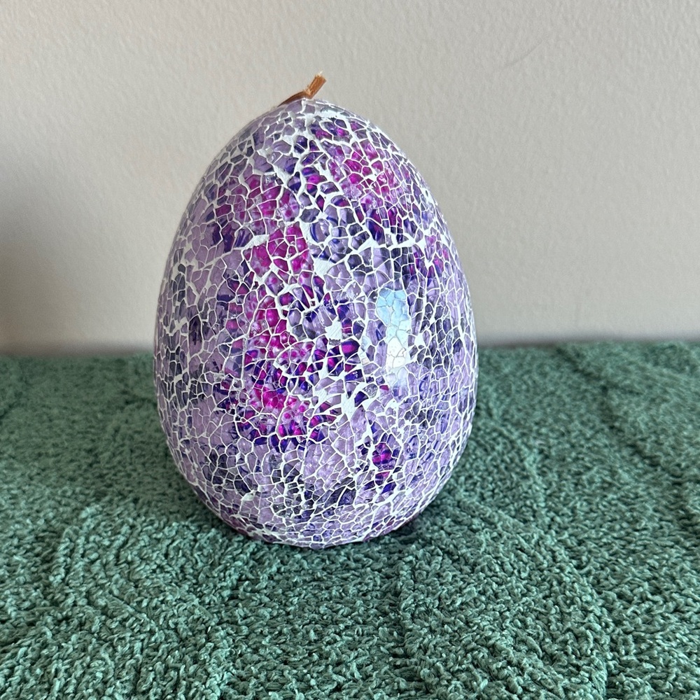 Jolie Fleur Easter Mosaic Glass Egg 🥚 Purple Lilac Light Up NEW!
